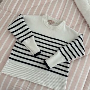 Philosophy White and Blue Crew Neck Sweater with Stripes